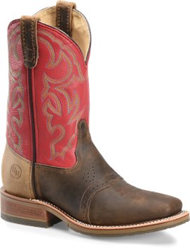 Light Brown Double H Boot Wide Square Toe Roper - Final Sale